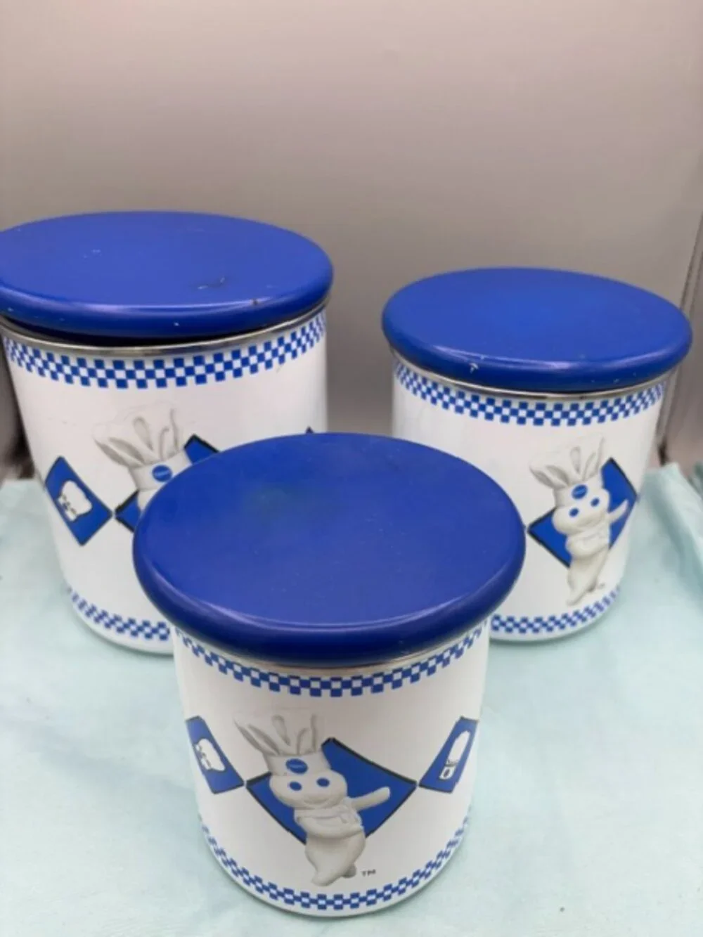 Pillsbury Company Metal Enamel Canister Set Collectible 2002 W/Lids
